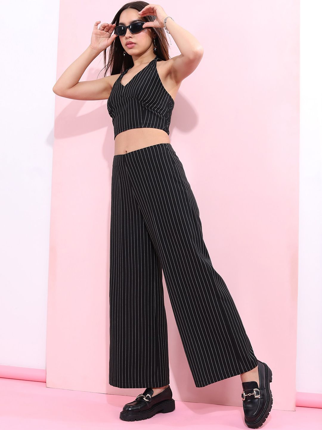 Tokyo Talkies Crop Top With Flared Trousers Co-Ords