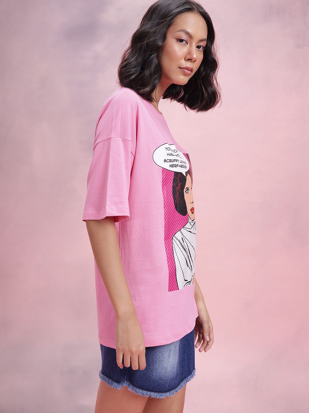 DressBerry Women Printed Drop-Shoulder Sleeves Pure Cotton Relaxed Fit T-shirt