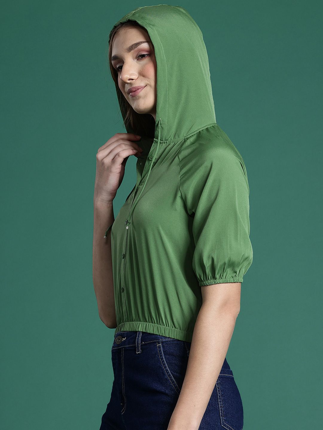 DressBerry Hooded Raglan Sleeves Blouson Top