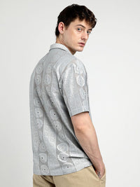 Campus Sutra Men Comfort Mandala Design Cuban Collar Oversized Casual Shirt