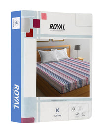 KLOTTHE Biru Abstrak Polycotton 300 TC Cadar King Halus dengan 2 Sarung Bantal-98 x 87 inci