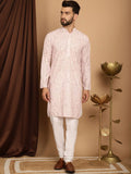 SOJANYA Floral Printed Band Collar Thread Work Regular Pure Cotton Kurta with Churidar