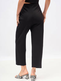 SASSAFRAS Women Black Straight Fit High-Rise Trousers