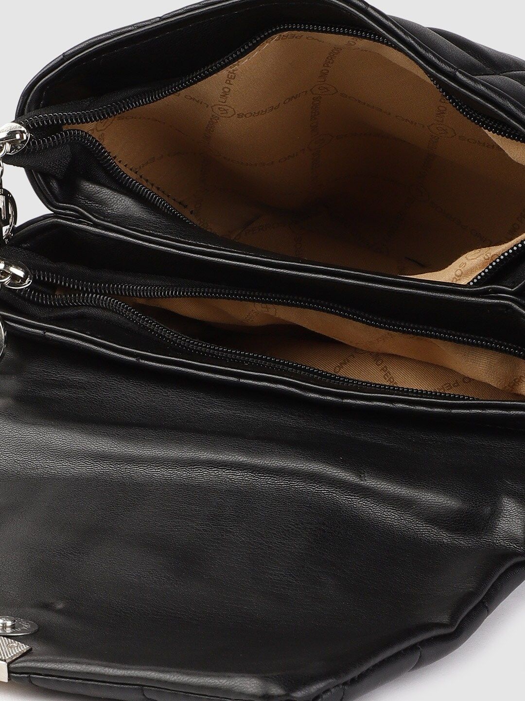 Lino Perros Women Black Quilted Structured Satchel