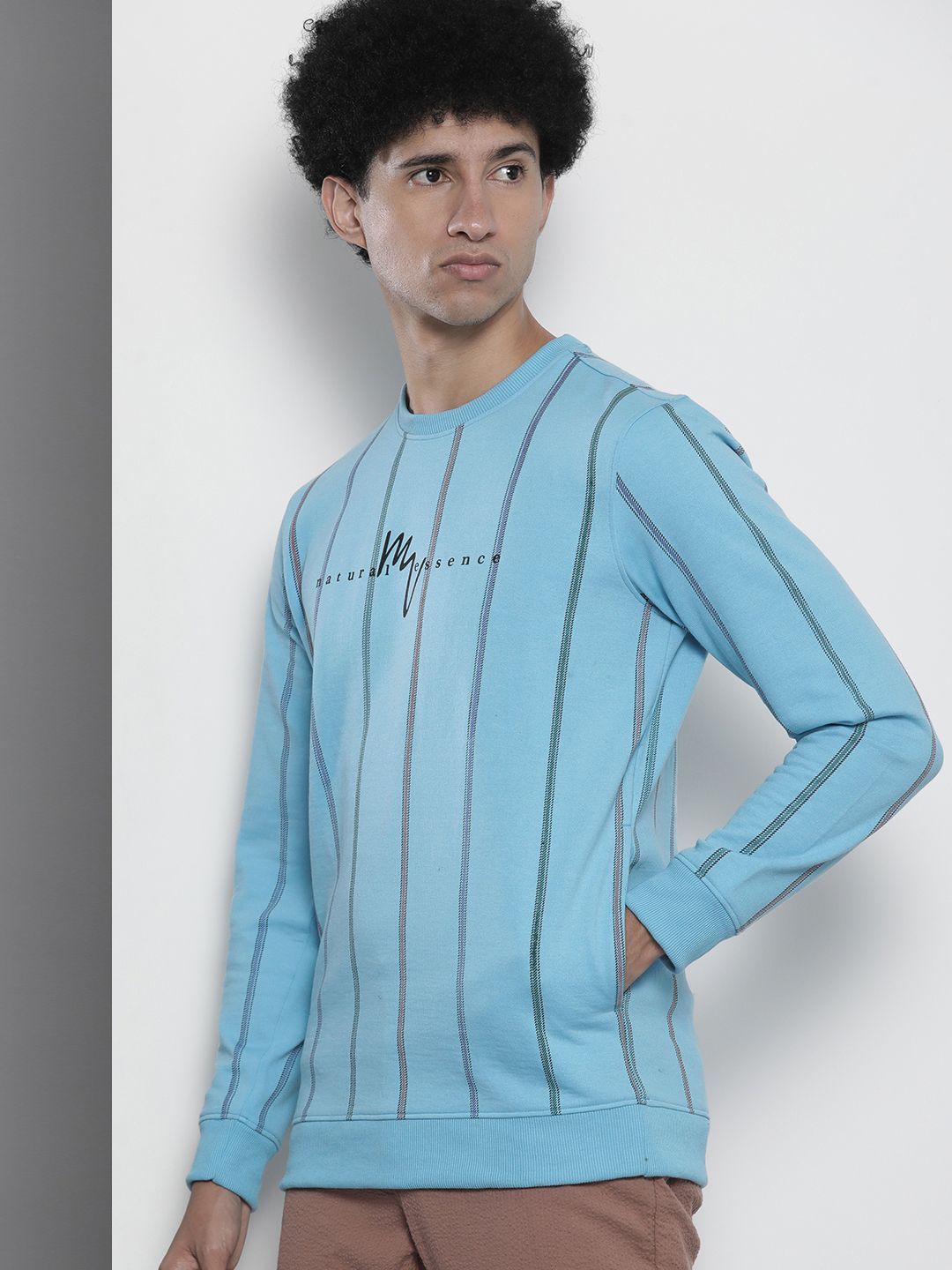 The Indian Garage Co Men Blue Striped Sweatshirt