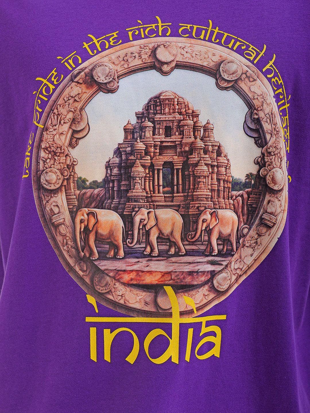 The Indian Garage Co Pure Cotton Typography Printed Boxy Oversized Round Neck T-shirt