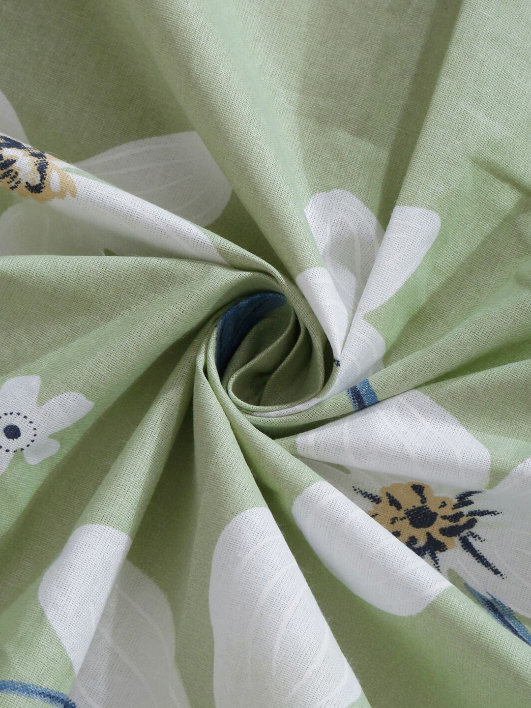 KLOTTHE Green Floral Printed Fitted 400 TC Cotton King Bedsheet & 2 Pillow Covers