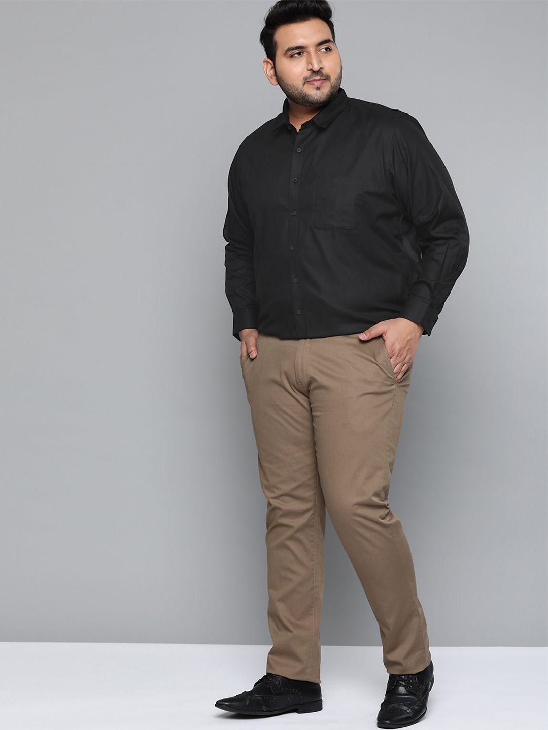 DENNISON Men Black Smart Slim Fit Pure Cotton Solid Formal Shirt