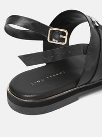 Lino Perros Metallic Detail T-Strap Flats