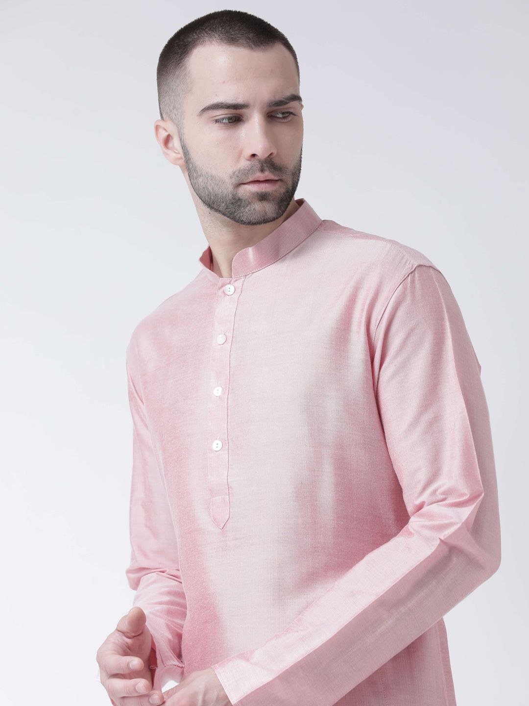 KeSah lelaki merah jambu pepejal lurus kurta