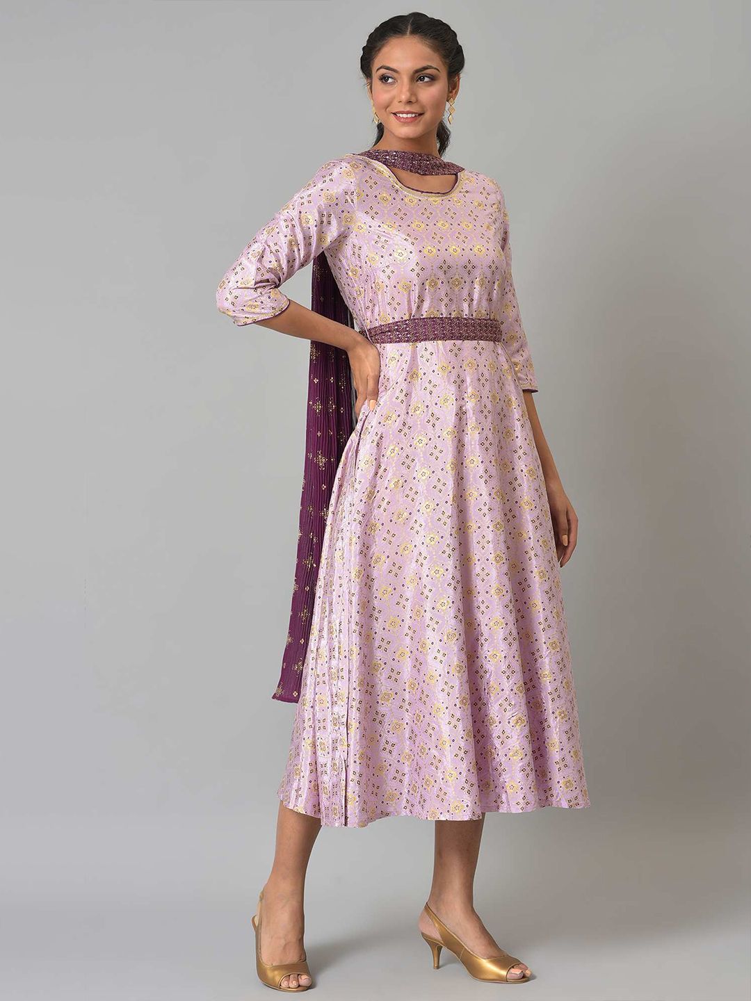 AURELIA Purple Ethnic Motifs Ethnic Empire Dress
