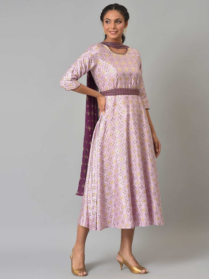 AURELIA Purple Ethnic Motifs Ethnic Empire Dress