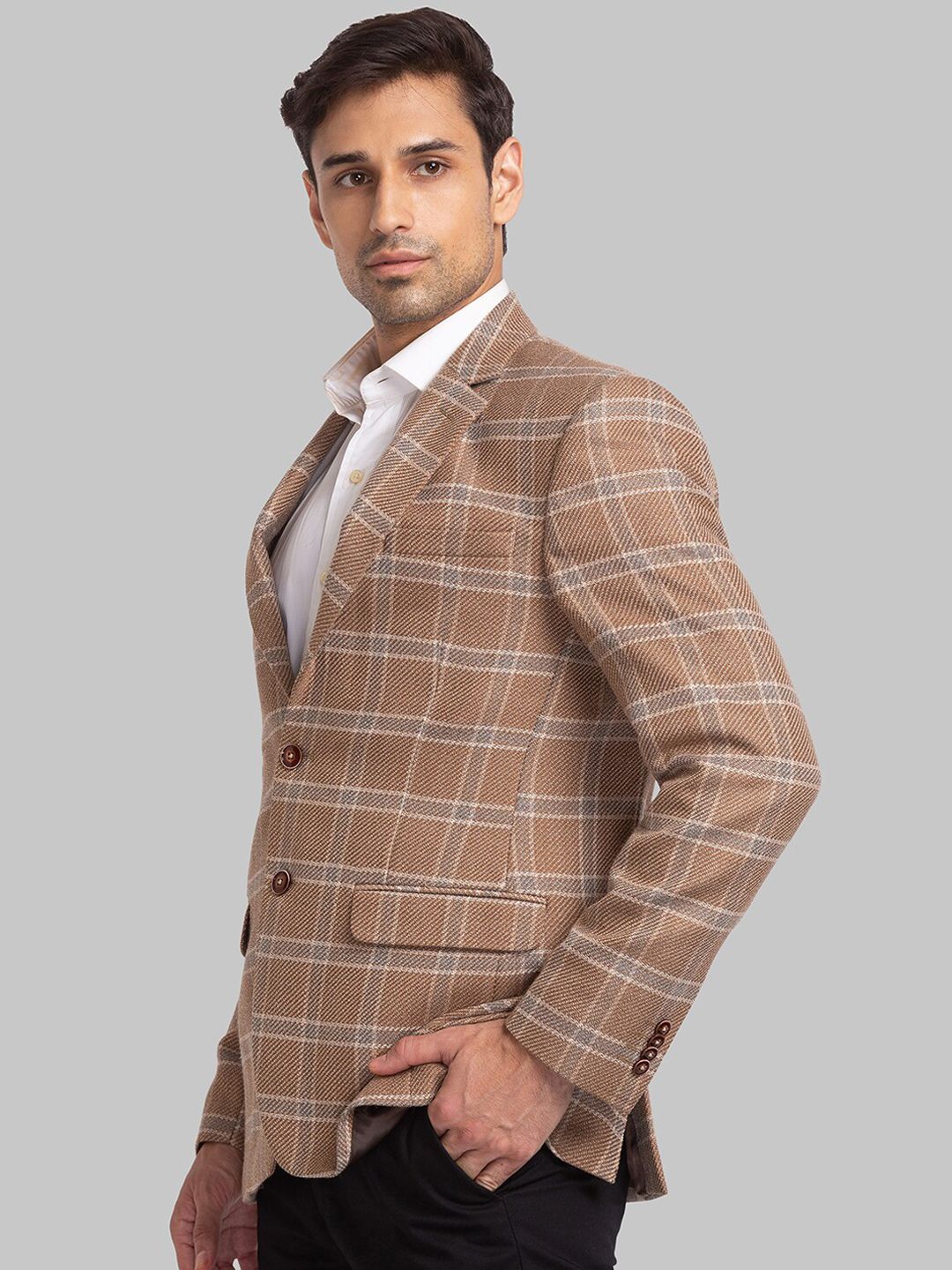 Park Avenue Men Checked Single Breasted Blazers