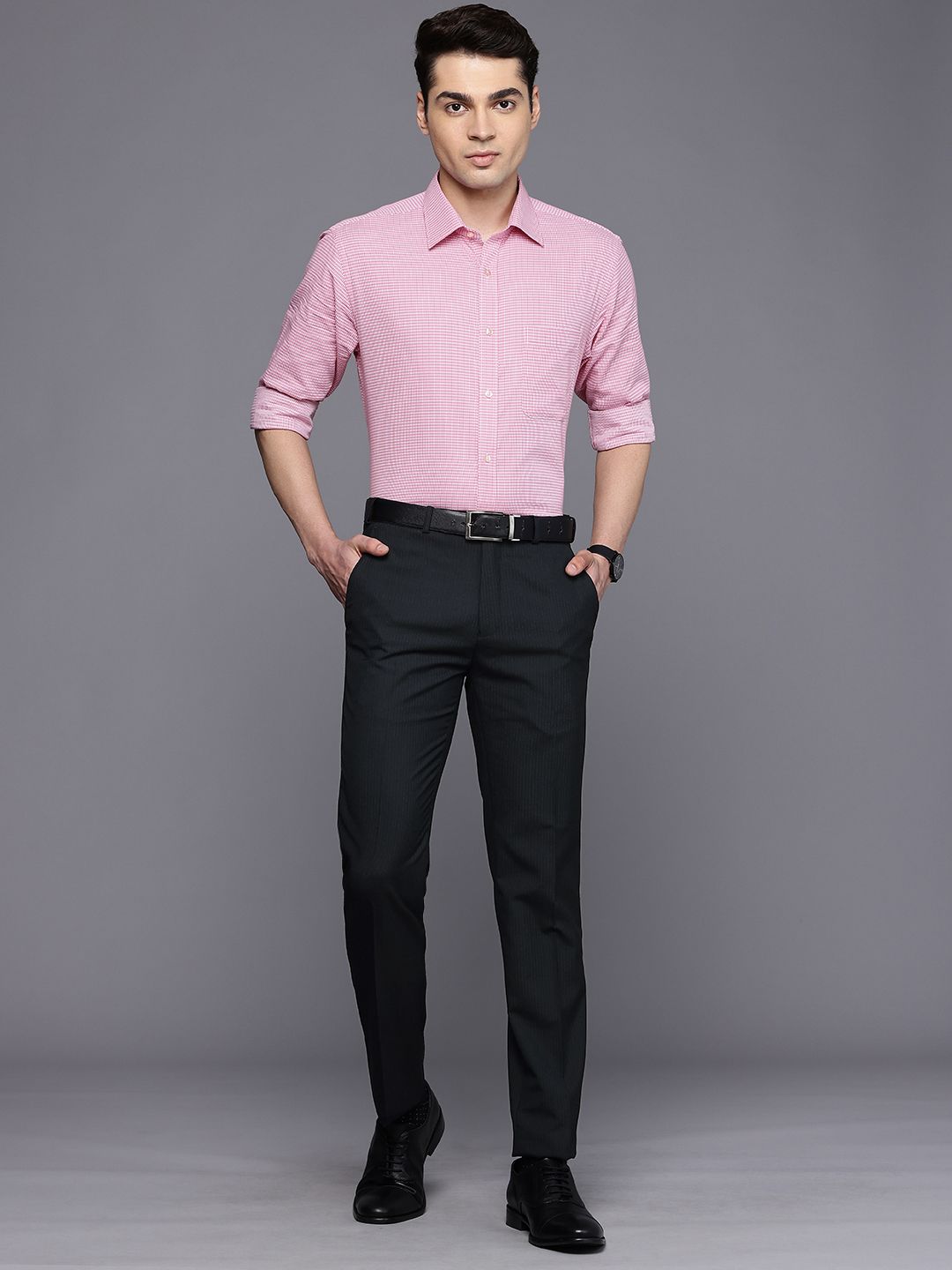 Raymond Men Striped Slim Fit Formal Trousers