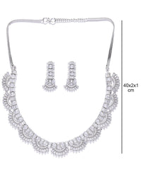 Priyaasi Silver-Plated American Diamond Studded Jewellery Set