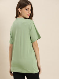 DILLINGER Sage Green Graphic Printed Pure Cotton Oversized Pure Cotton T-shirt
