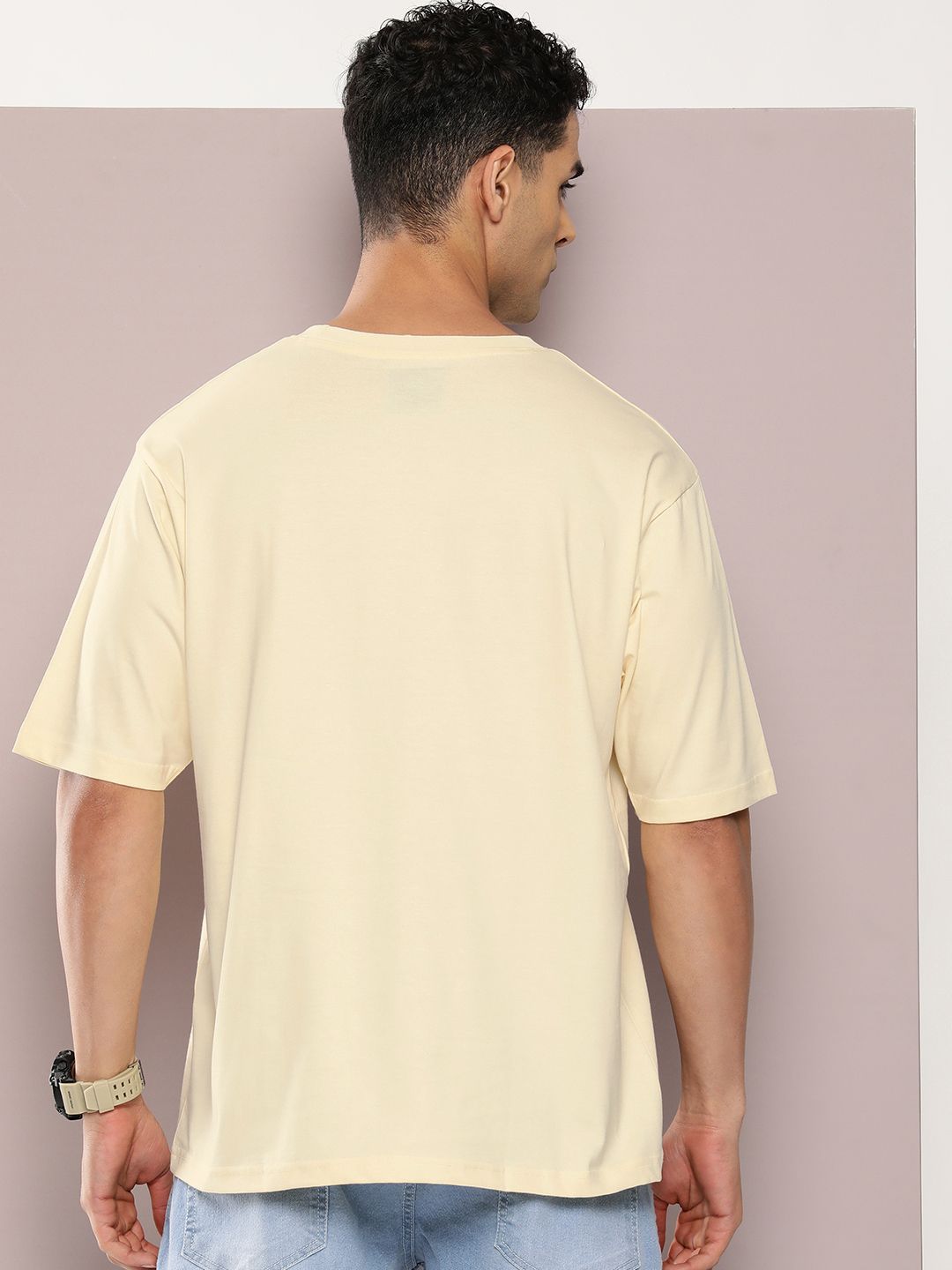 DILLINGER Men Graphic Printed Oversized Drop-Shoulder Sleeves Pure Cotton T-shirt