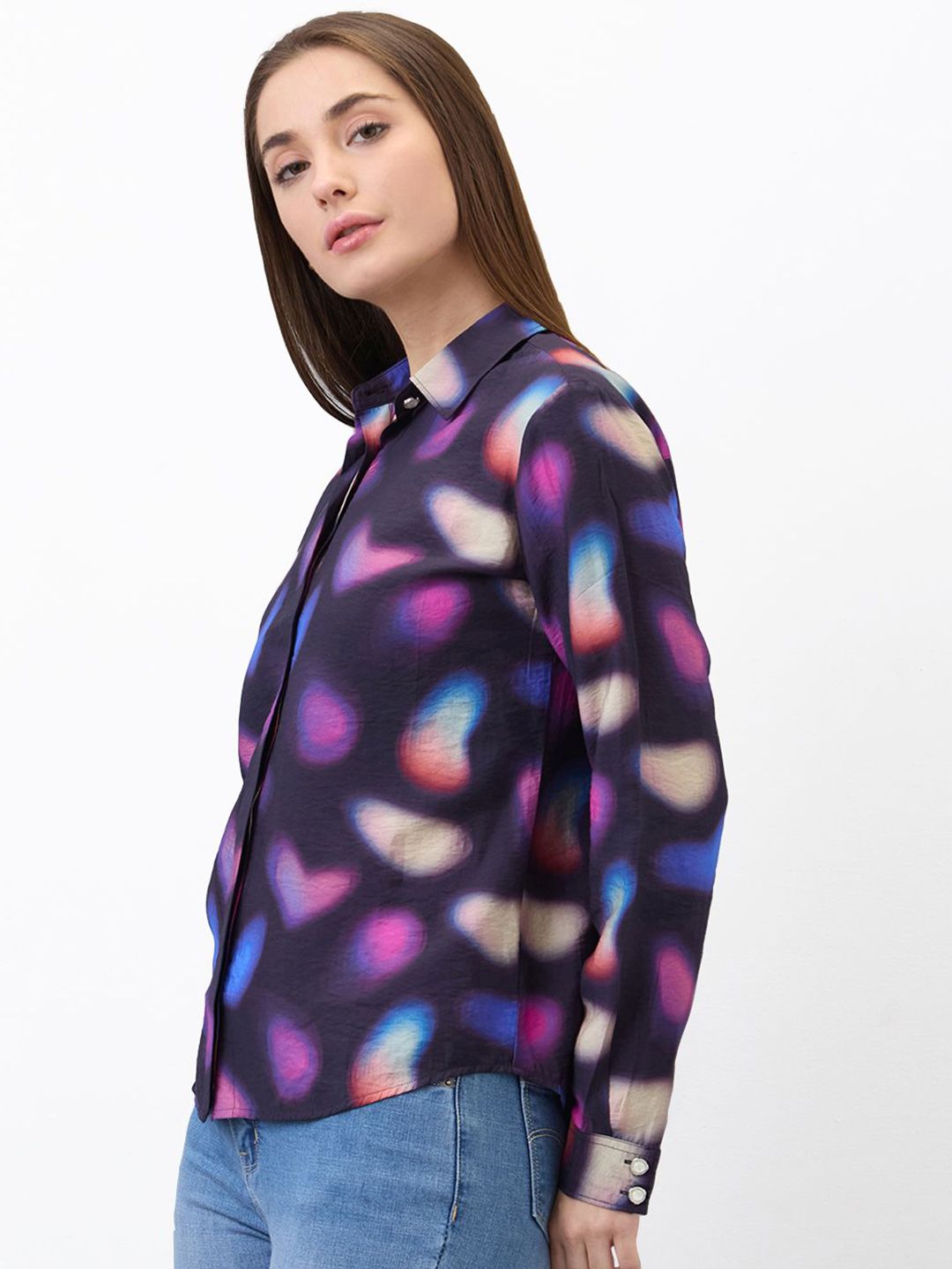 SPYKAR Women Spread Collar Abstract Printed Casual Shirt