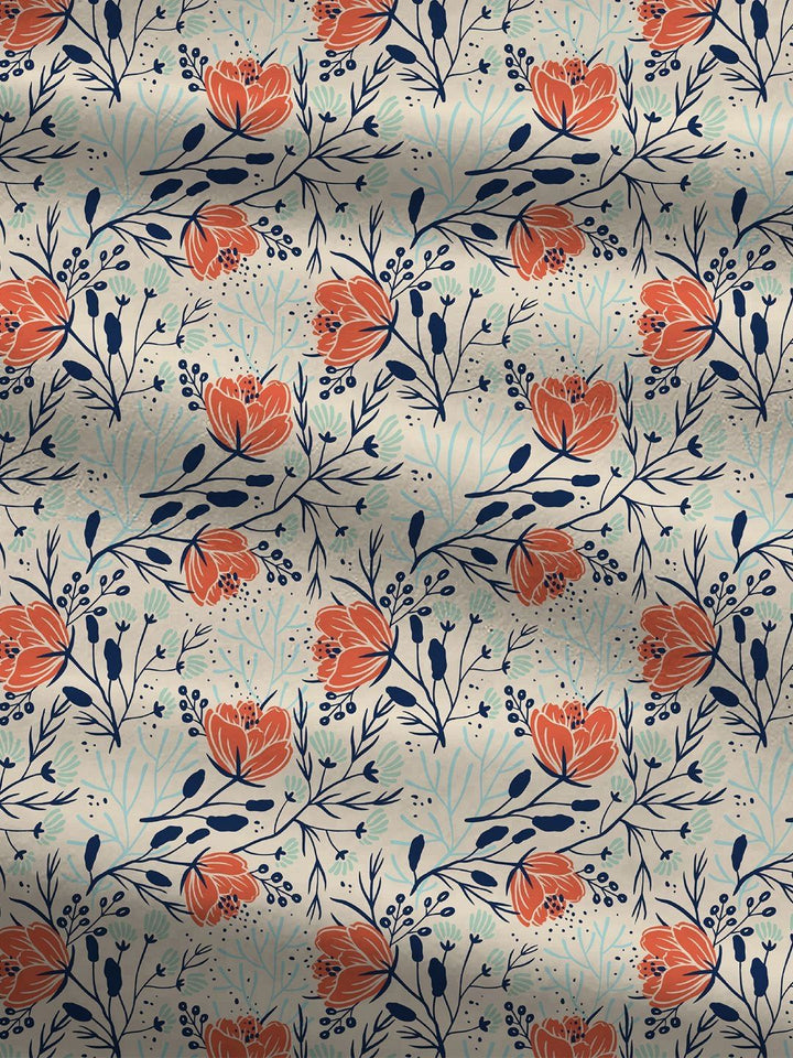 MYTRIDENT Aster Blue Moments Flat 120TC Queen Cotton 1 Bedsheet with 2 Pillow Covers