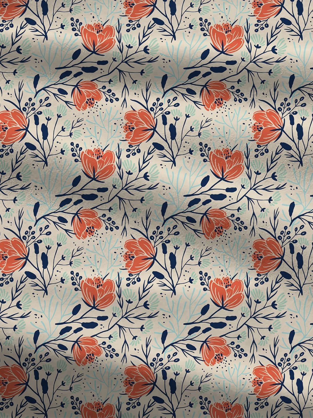 MYTRIDENT Aster Blue Moments Flat 120TC Queen Cotton 1 Bedsheet with 2 Pillow Covers