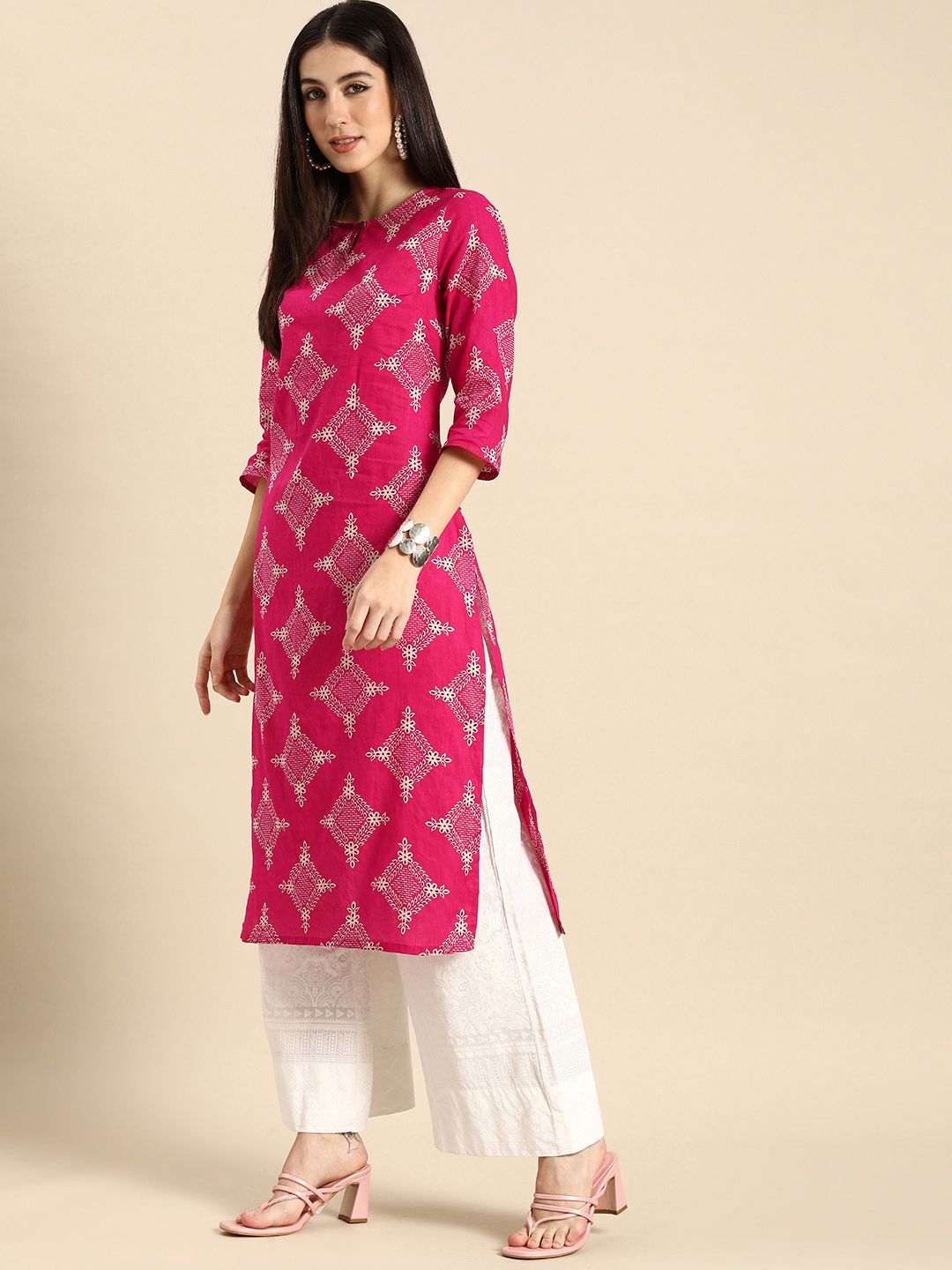 Anouk Women Pink Ethnic Motifs Printed Kurta