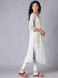 W Women Floral Printed Gotta Patti Kurta with Leggings