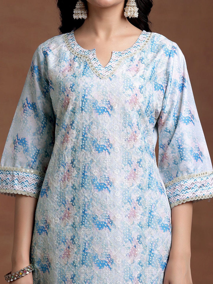 Libas Abstract Embroidered Regular Thread Work Kurta with Trousers & With Dupatta