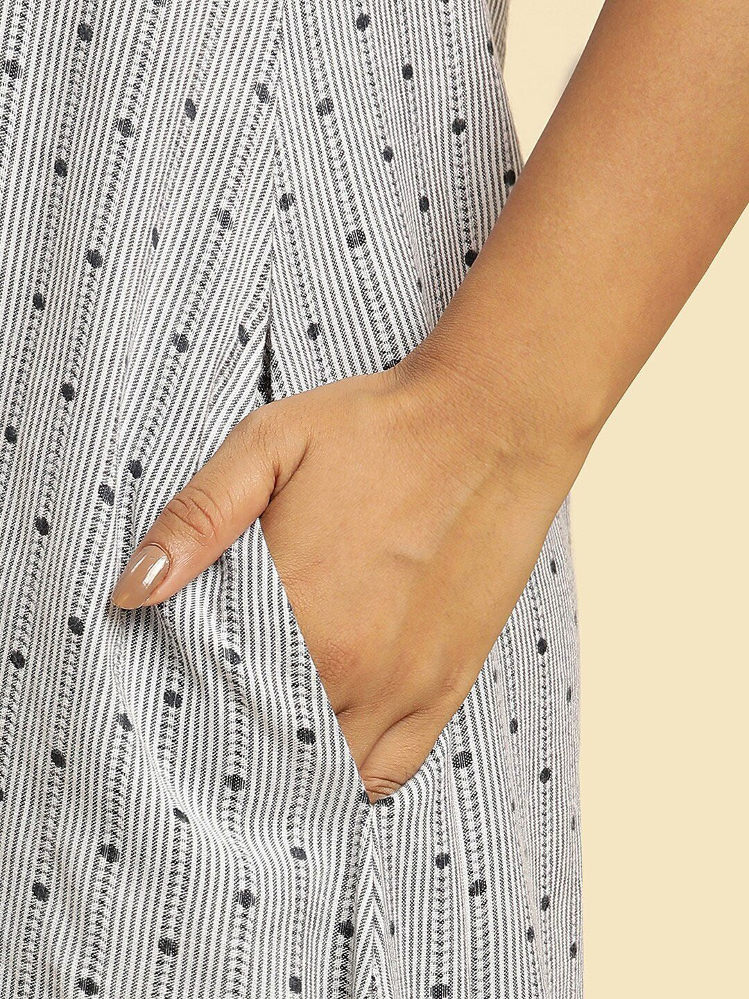 W Striped A-Line Maxi Pure Cotton Dress