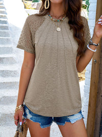 all about you Round Neck Short Raglan Sleeves Regular Top