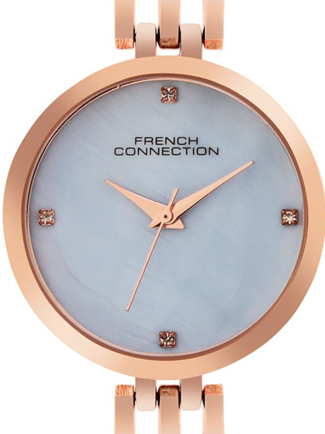 French Connection Women Embellished Dial & Stainless Steel Bracelet Style Straps Analogue Watch FCN073URGM