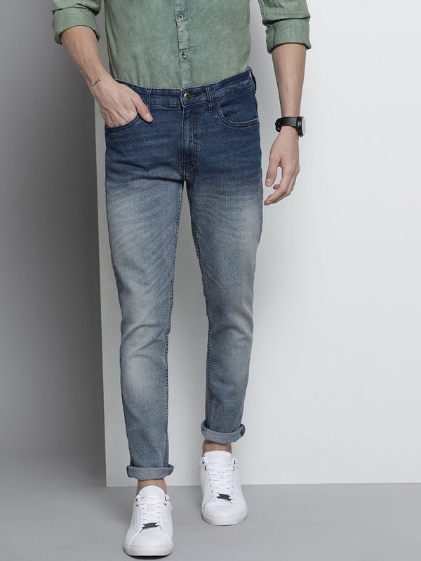 Garage India CO Men Biru Slim Fit Light Fade Ombre Ombre Regangan Seluar Jeans