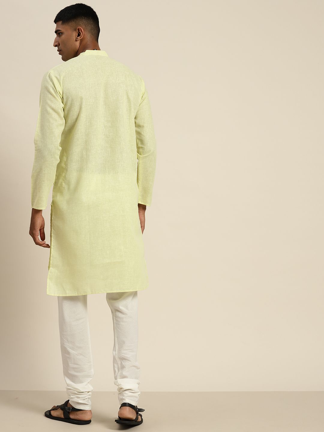 SOJANYA Mandarin Collar Cotton Linen Pastel Kurta