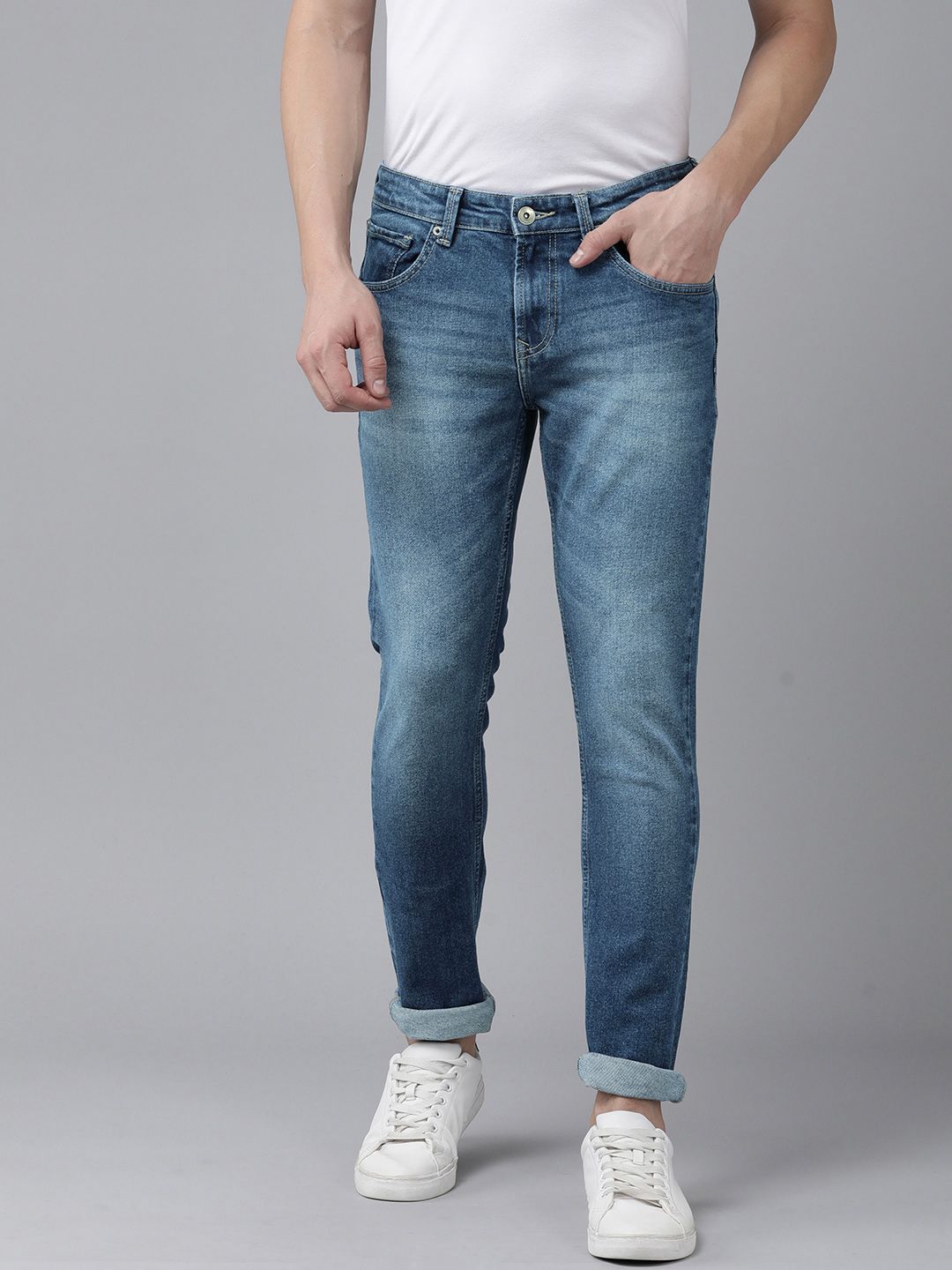 SPYKAR Men Slim Fit Low-Rise Heavy Fade Stretchable Jeans