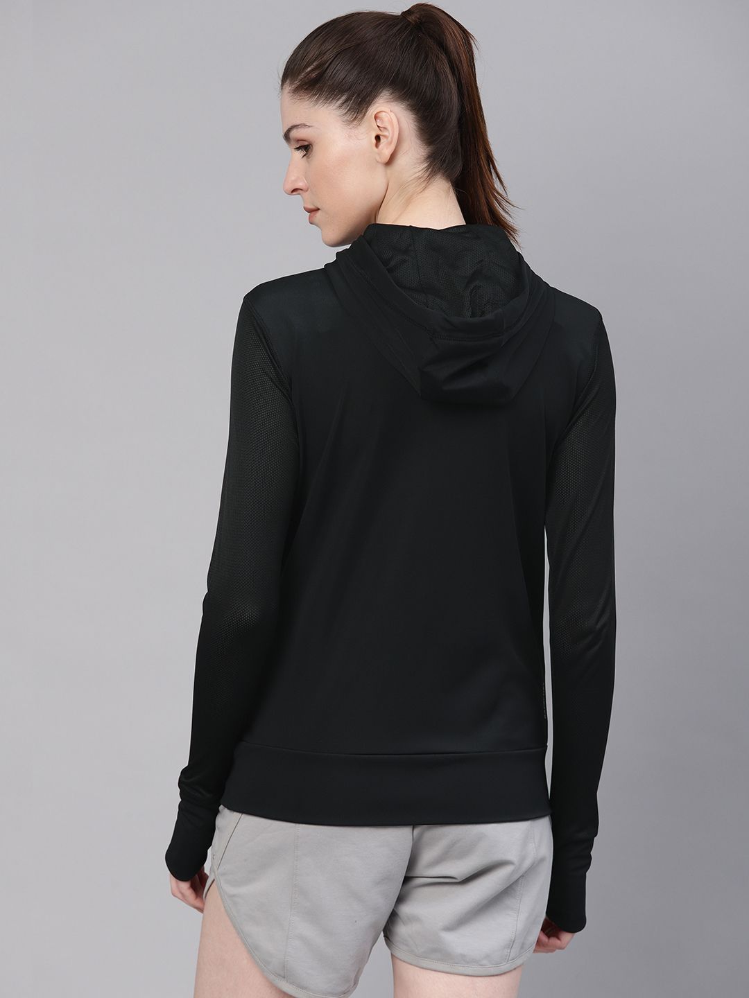 HRX by Hrithik Roshan Women Black solid Training Hooded RAPID-DRY Sweatshirt