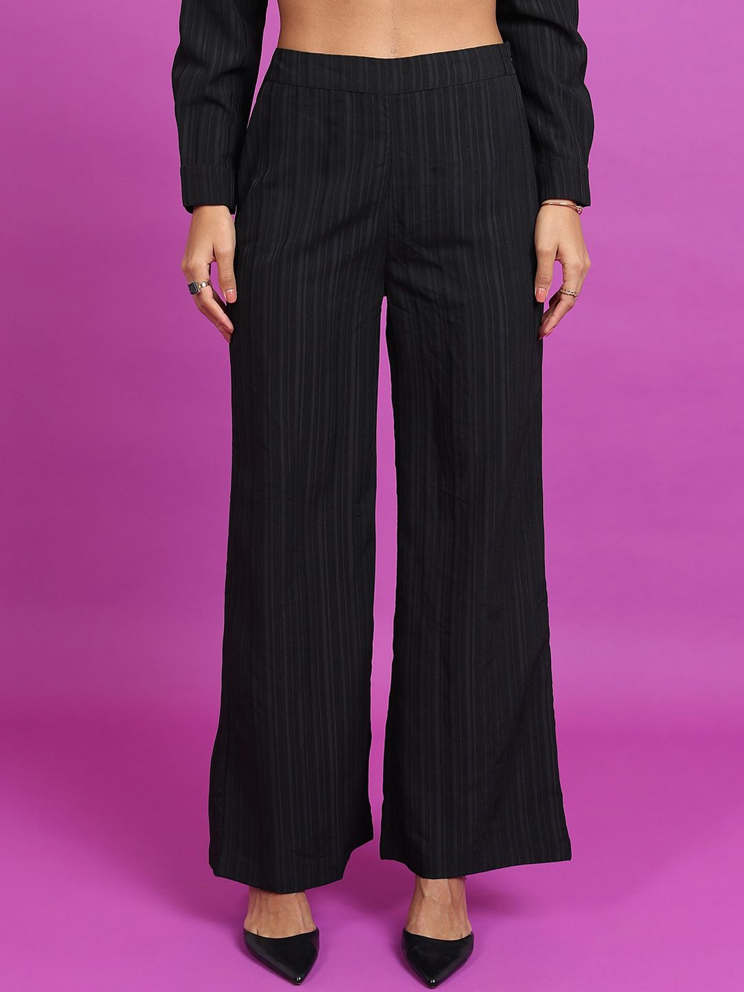 Tokyo Talkies Striped Shirt & Flared Trousers