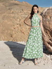 Dressberry Printed Backless Top with Skirt