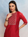 Vishudh Women Ethnic Motifs Embroidered Regular Thread Work Kurta with Palazzos