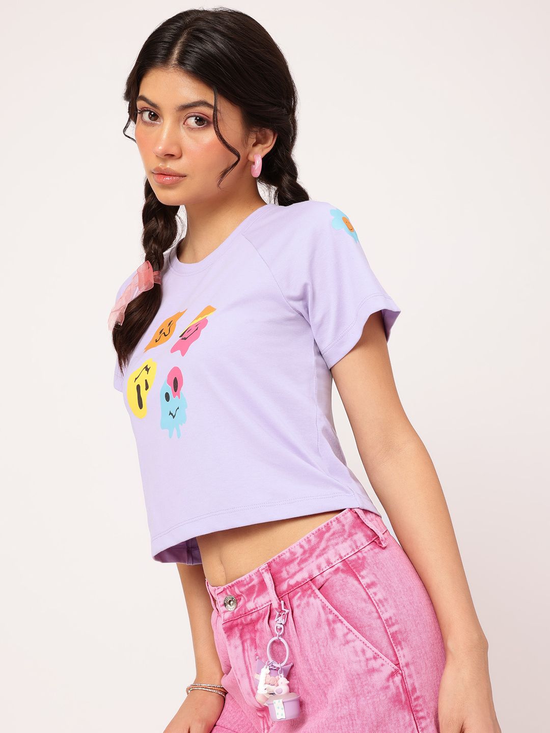 DressBerry Graphic Groove Printed Crop T-shirt