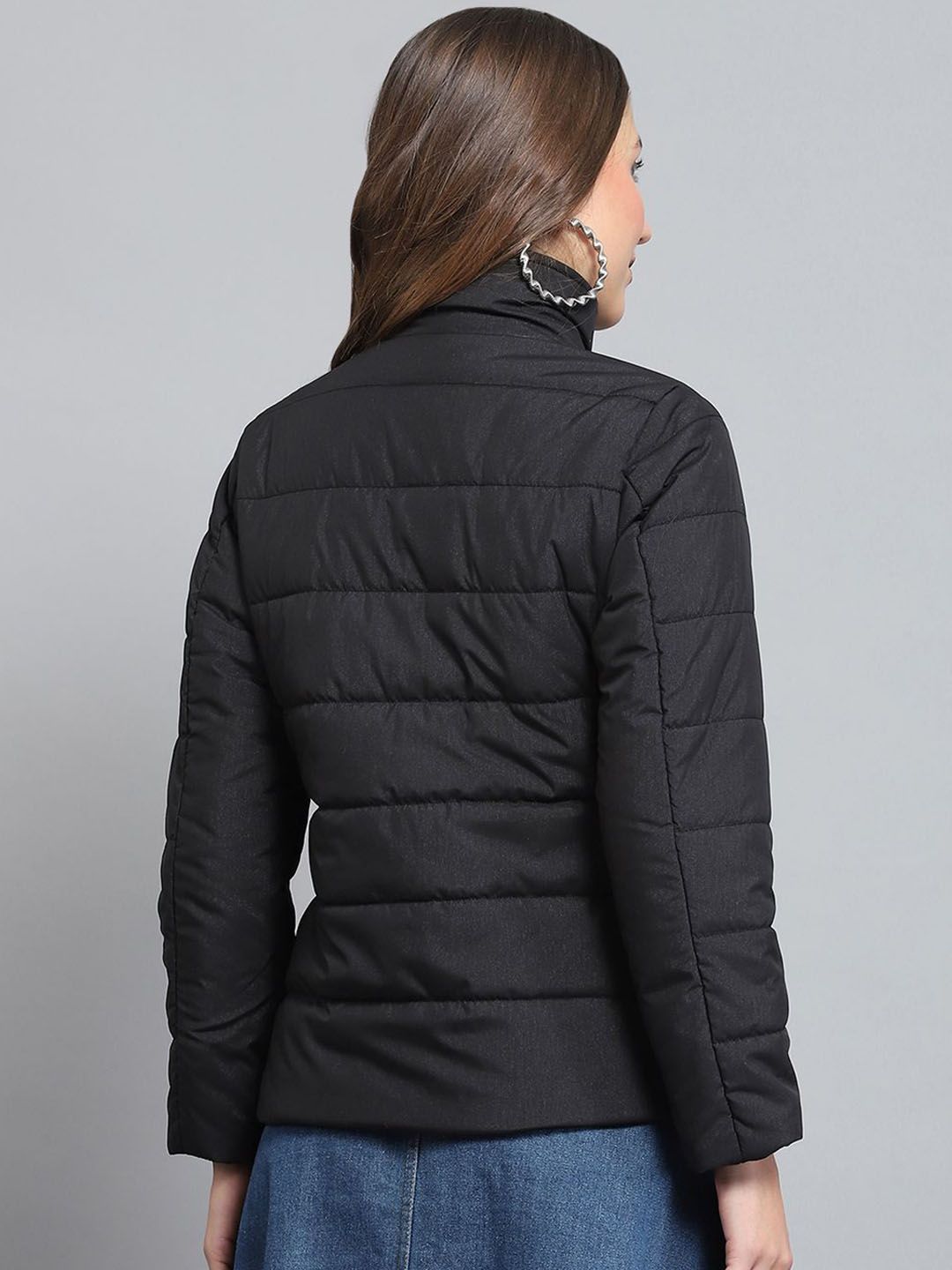 Monte Carlo Women Mock Collar Solid Casual Lightweight Padded Jacket