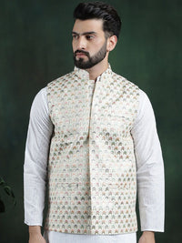 SOJANYA Jaket Tenun Nehru Lelaki Sulam