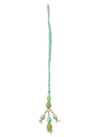 NVR Set of 2 Green Artificial Beads Bhaiya Bhabhi Rakhi with Roli Chawal Chandan & Mishri