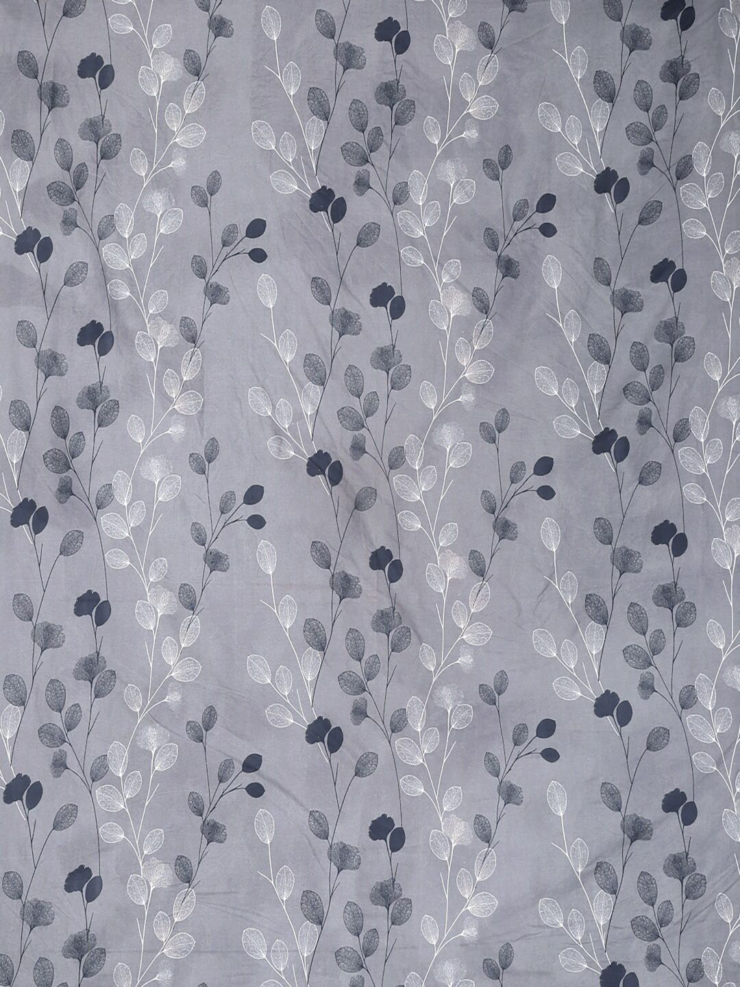 KLOTTHE Grey Floral 300 TC Super King Bedsheet with 2 Pillow Covers