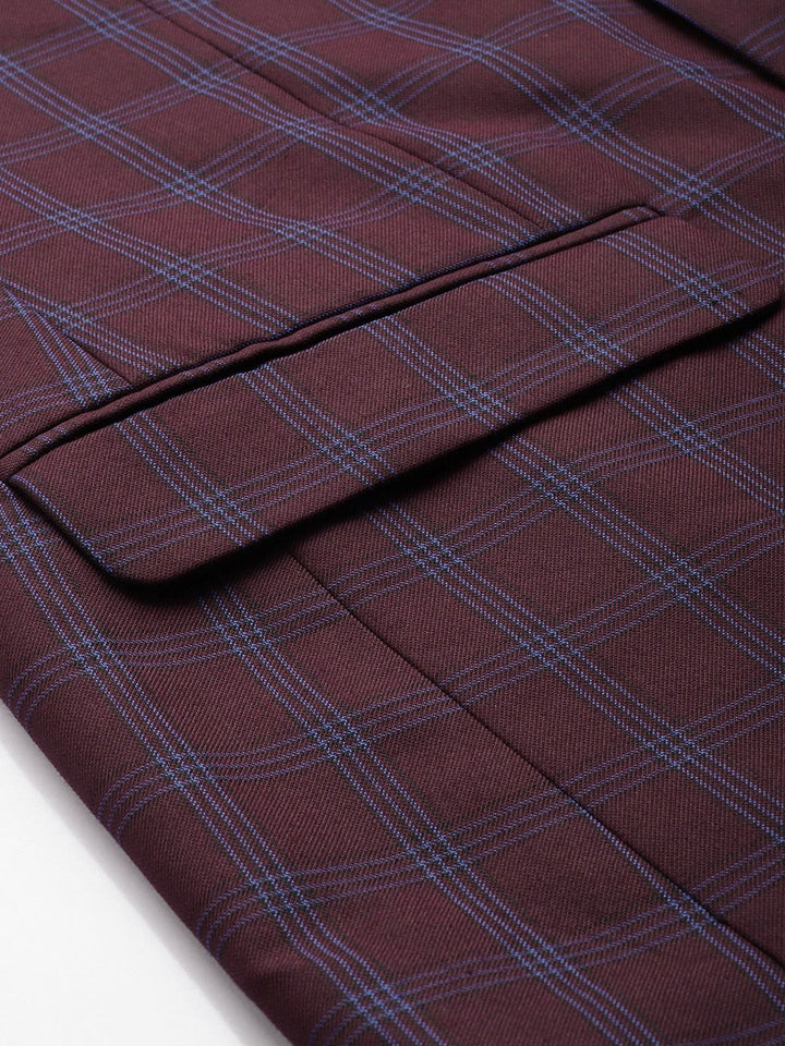 Park Avenue Checked Super Slim Fit Notched Lapel Collar 2 Piece Formal Suit