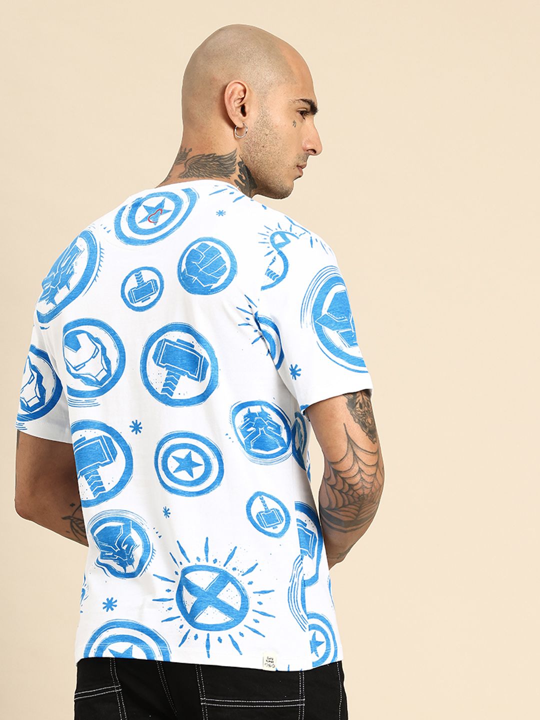 Being Human Marvel Printed Drop-Shoulder Sleeves Relaxed Fit Pure Cotton T-shirt