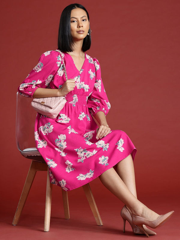 all about you Floral Printed Midi Fit & Flare Dress