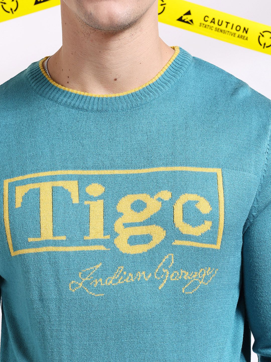 The Indian Garage Co Typography Printed Pullover Acrylic Sweater