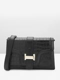Lino Perros Croc Textured Structured Shoulder Bag