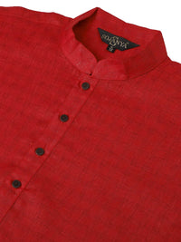 SOJANYA Lelaki Red Checked Straight Kurta