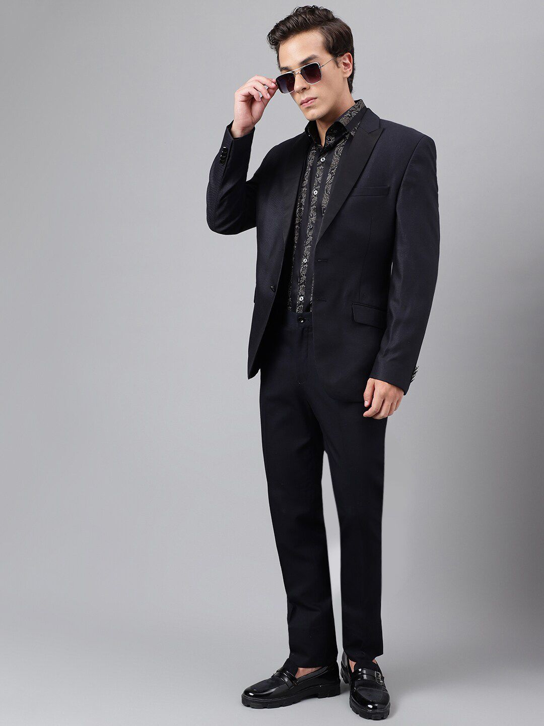 Hancock Pure Cotton Premium Floral Print Striped Satin Slim Fit Party Shirt