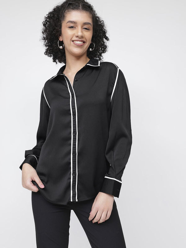 DressBerry Monochrome Geo-Matrix High-Low Hem Longline Shirt